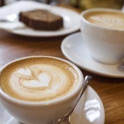 Freshly brewed coffee with latte art at Cafe Awara